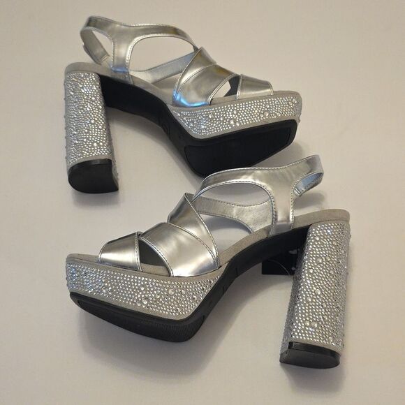 BRAND NEW GBG LOS ANGELES JEWEL STRAPPY HEELS  SANDALS R3 - Picture 9 of 15